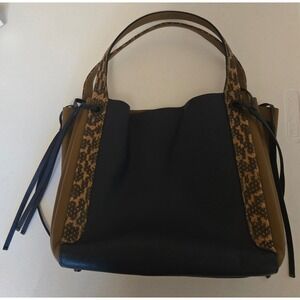 Coach Harmony Hobo Pebbled Leather Shoulder Bag Navy- Brown Medium Tote